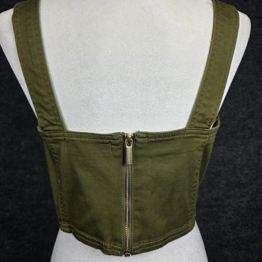 Michael Kors Skirt Set Large Olive Military‎ Green Gold Button Y2K Outfit Top